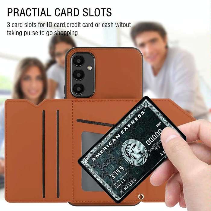 For Samsung Galaxy A34 Skin Feel PU + TPU + PC Card Slots Phone Case(Brown)
