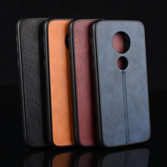 For Motorola Moto G7 Power Shockproof Sewing Cow Pattern Skin PC + PU + TPU Case(Black)
