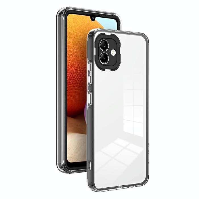 For Samsung Galaxy A04 Clear TPU Color PC Frame Phone Case(Black)