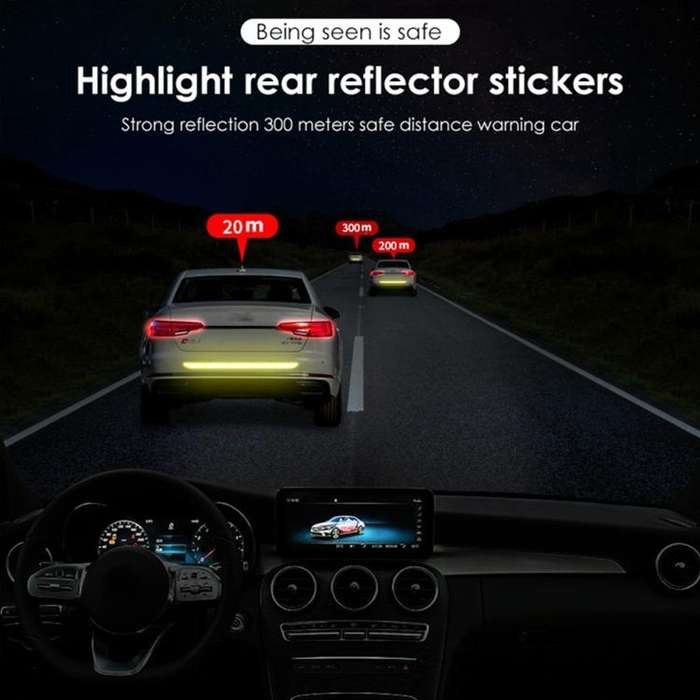 5 Sets Car Trunk Reflective Decorative Strip Anti-Scratch Car Tail Warning Decorative Stickers(Ye...