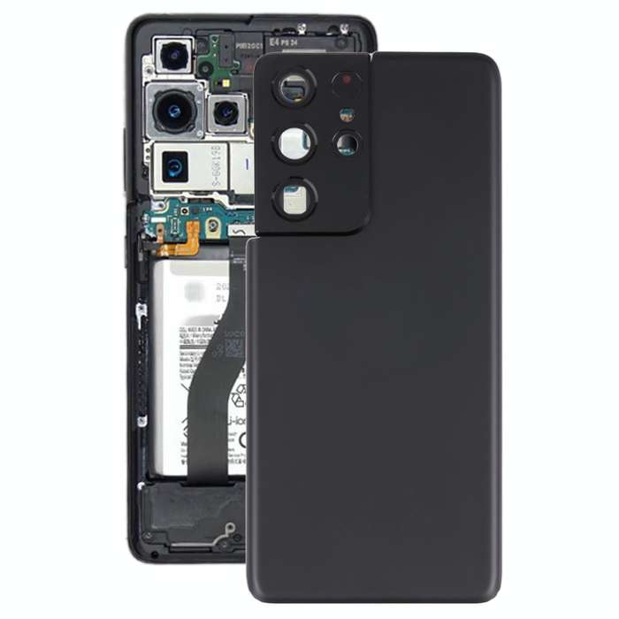 For Samsung Galaxy S21 Ultra 5G Battery Back Cover with Camera Lens Cover (Black)