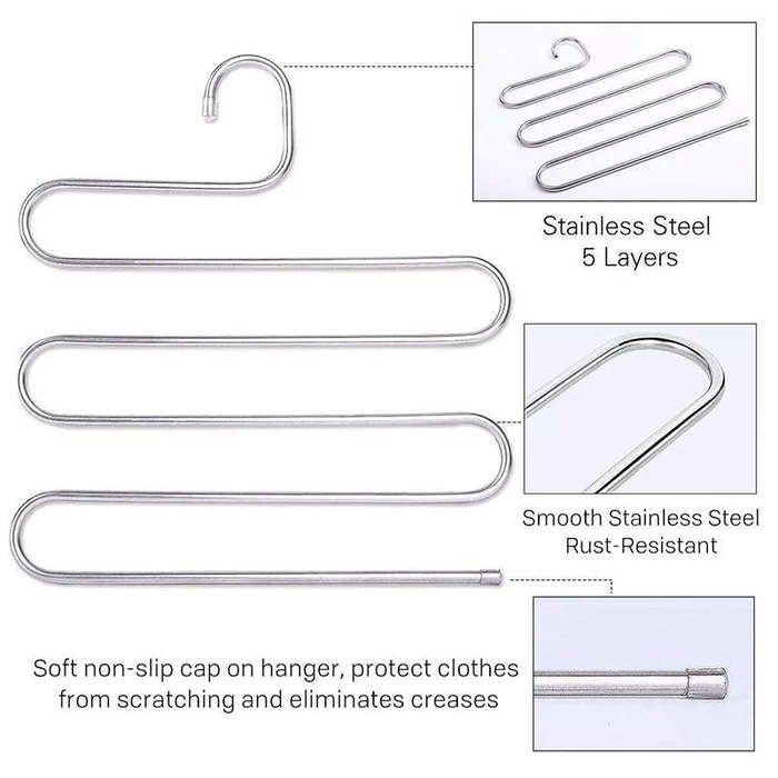 5 Layers S Shape Multi-Functional Clothes Hangers Pants Storage Hangers