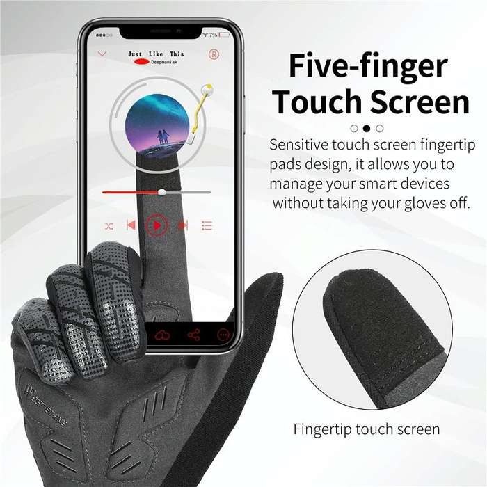 WEST BIKING YP0211207 Riding Full Finger Gloves Road Bike Mountain Bike Locomotive Shock Absorber...