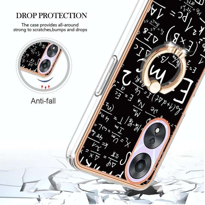 For OPPO A78 / A58 Electroplating Dual-side IMD Phone Case with Ring Holder(Equation)