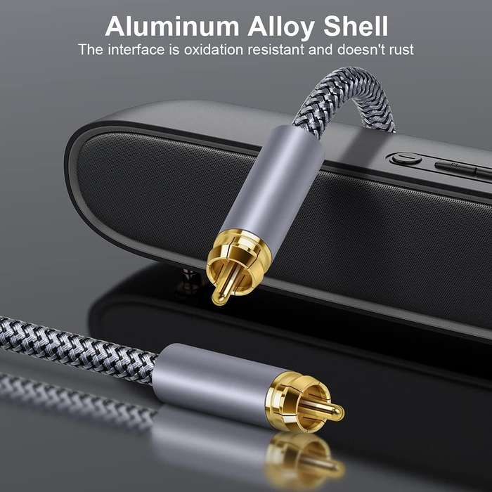 3m Pure Copper RCA Coaxial HIFI Digital Audio Cable SPDIF Subwoofer Speaker Cable(Silver Gray)