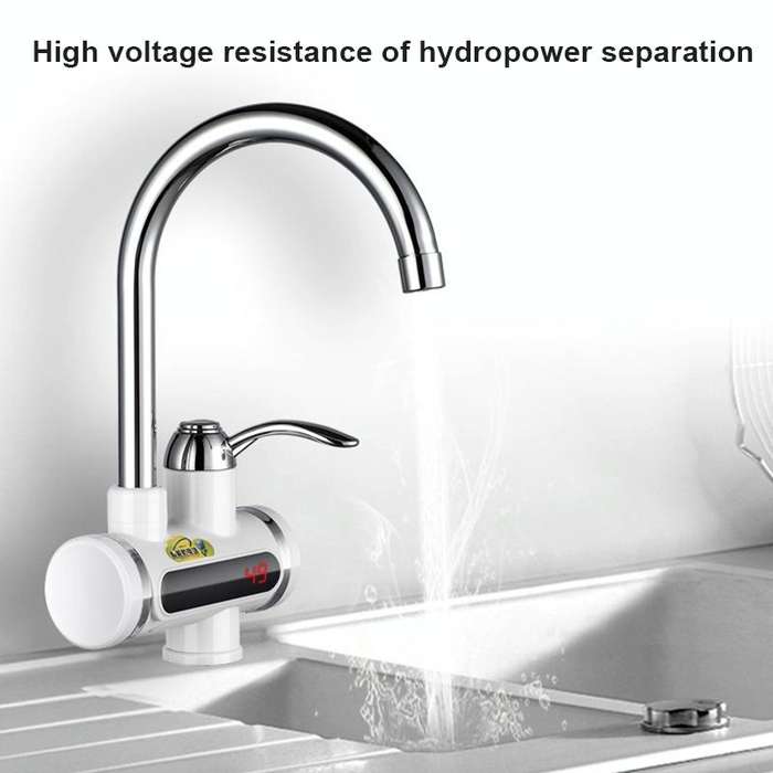 220V Kitchen Tankless Water Heater Instant Electric Faucet Electric Heater Tap with Temperature D...