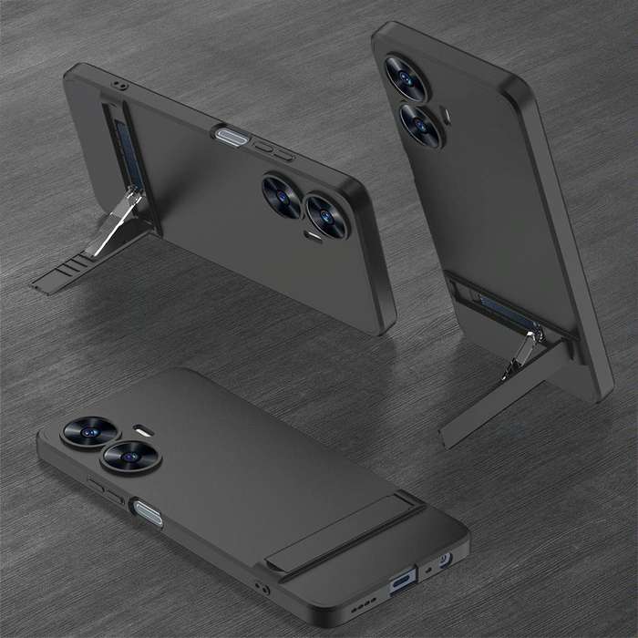For Realme C55 GKK Three Stage Splicing Full Coverage PC Phone Case with Stand(Black)
