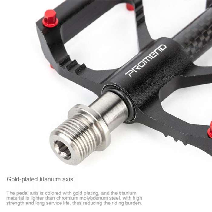 1 Pair PROMEND Titanium Axle Carbon Tube Bicycle Pedal Mountain Bike Road Bike 3 Palin Pedal PD-M...