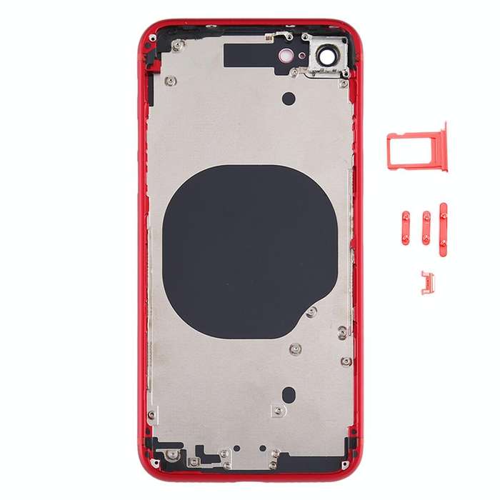 Battery Back Cover with Camera Lens Cover & SIM Card Tray & Side keys for iPhone SE 2020(Red)