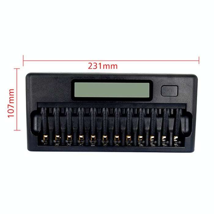 100-240V 12 Slot Battery Charger for AA / AAA / NI-MH / NI-CD Battery, with LCD Display, US Plug