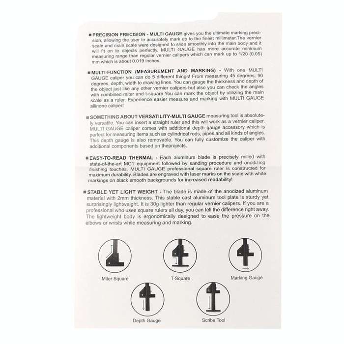 T072 Woodworking Multifunctional Aluminum Alloy Marking Ruler(T Type Ruler)
