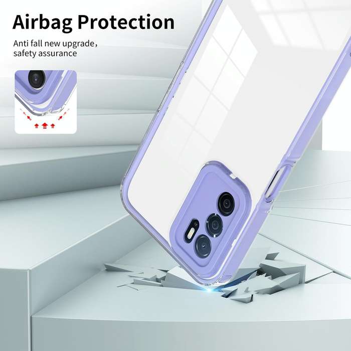 For OPPO A16 / A16s 3 in 1 Clear TPU Color PC Frame Phone Case(Purple)