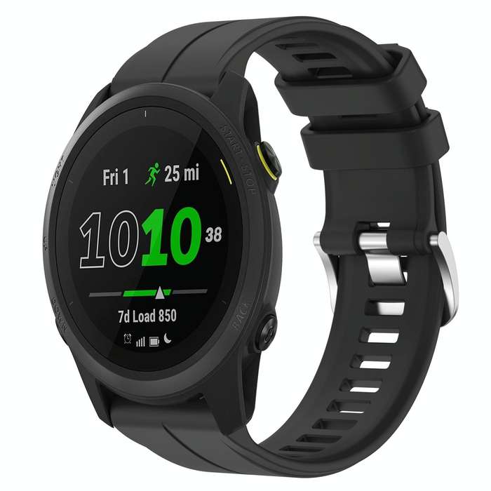For Garmin Forerunner 745 22mm Silicone Sports Watch Band(Black)