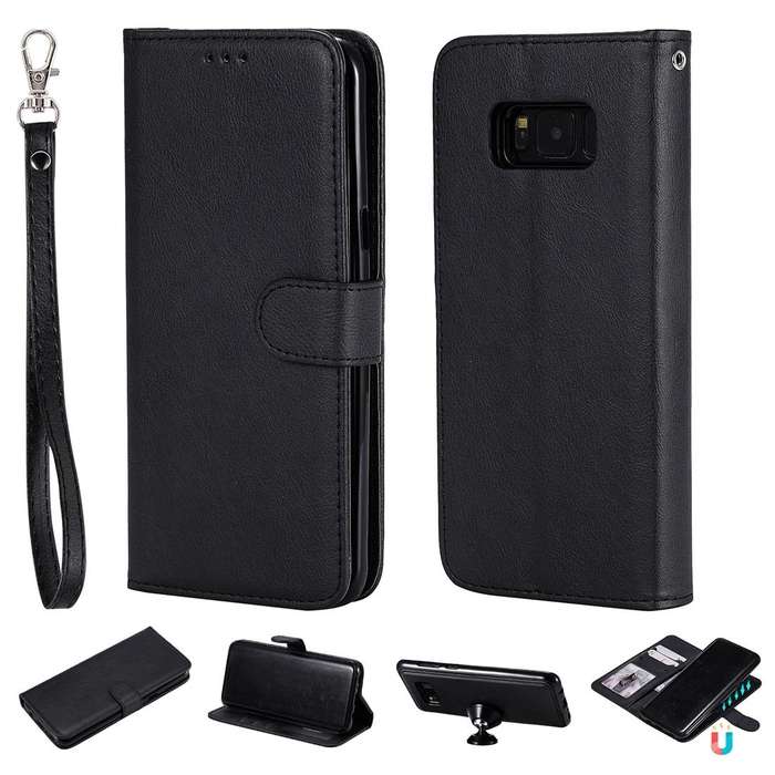 For Galaxy S8+ Solid Color Horizontal Flip Protective Case with Holder & Card Slots & Wallet & Ph...