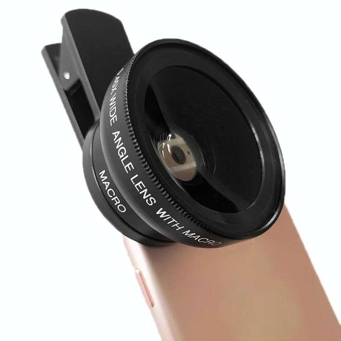 2 PCS 0.45X Ultra-Wide-Angle Macro Combination Mobile Phone External Lens With Clip(Black)