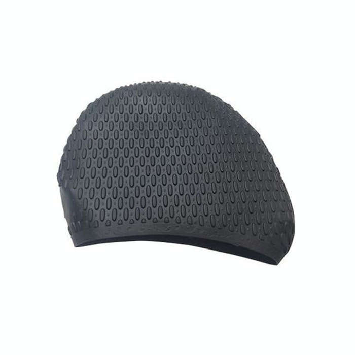 Particles Thickening High Elasticity Non-slip Silicone Swimming Cap(Black)