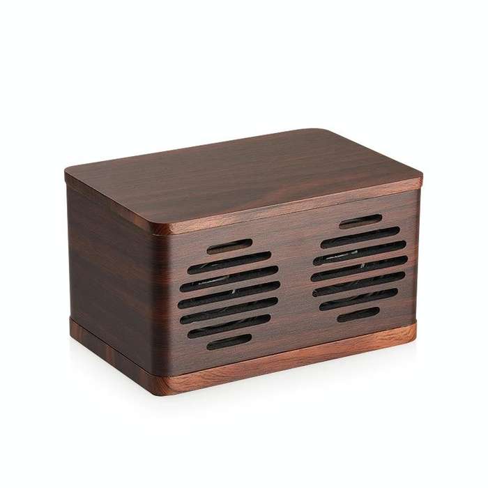 D70 QI Standard Subwoofer Wooden Bluetooth 4.2 Speaker, Support TF Card & 3.5mm AUX Brown