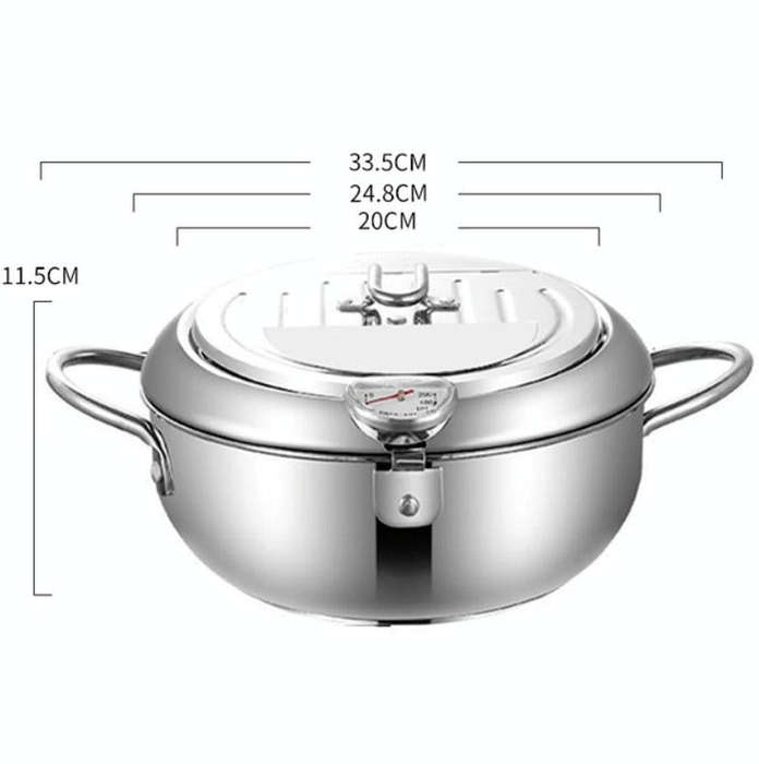 201 Stainless Steel Fryer Pot Household Temperature-controlled Multifunctional Thickening Pot, Si...