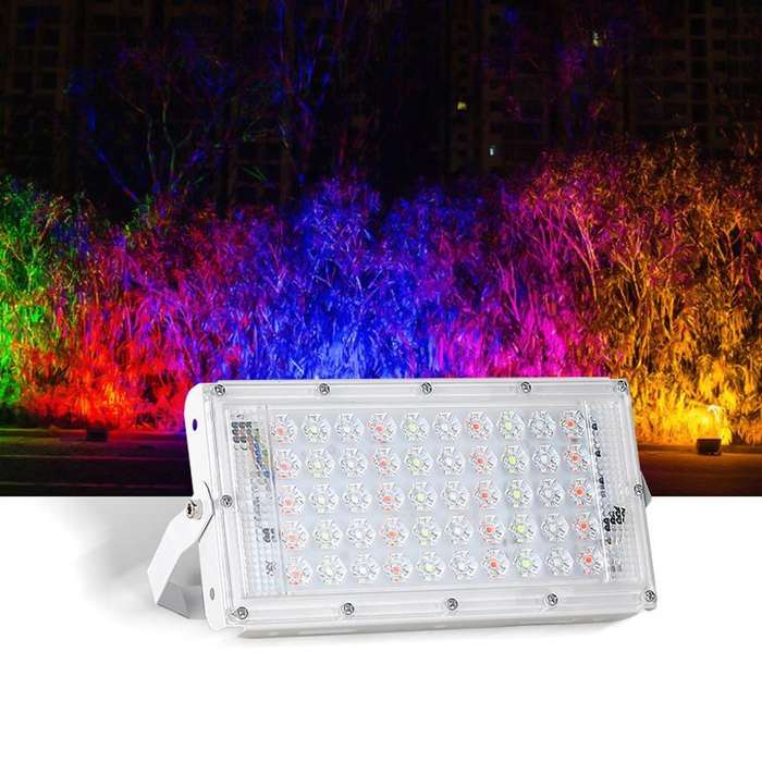 50W LED RGB Waterproof Ultra-light Outdoor Flood Light with Remote Control