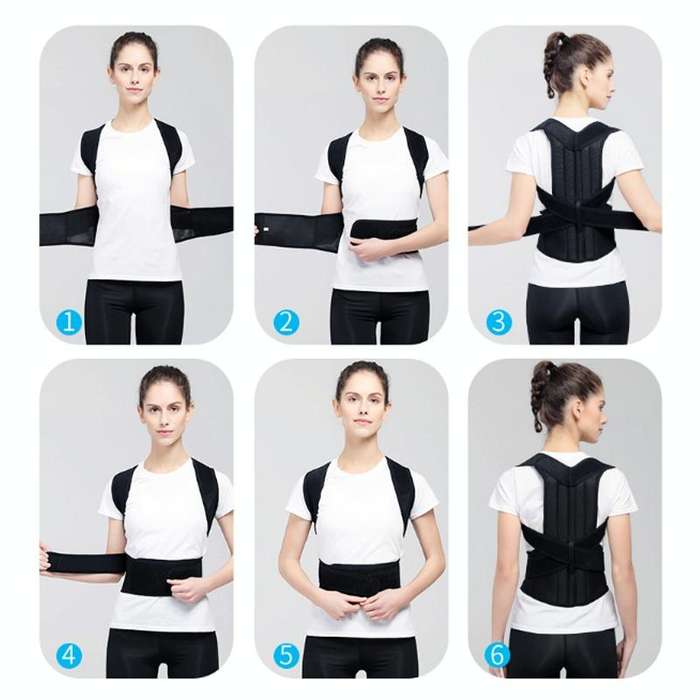 Kyphosis Correction Belt Spine Back Fixation Belt Correction Clothing, Size:XS(Black)