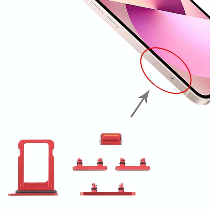 SIM Card Tray + Side Keys for iPhone 13 Mini(Red)