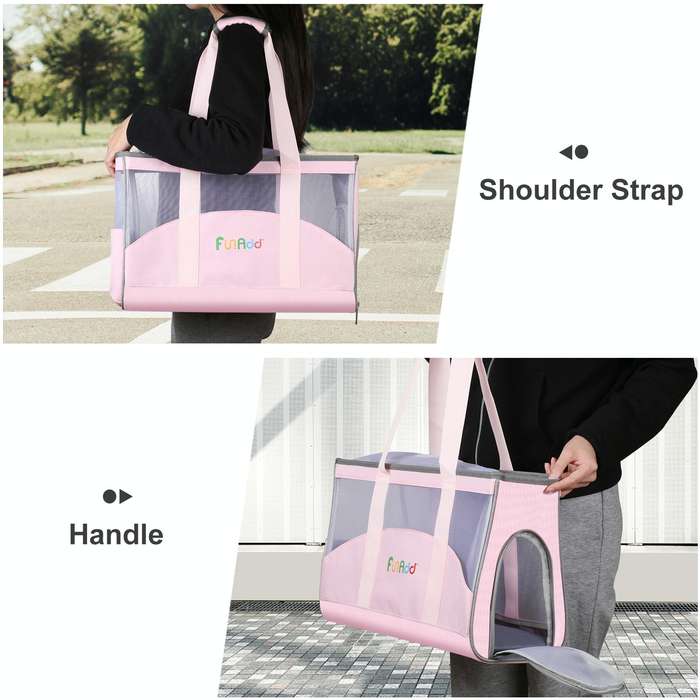 FUNADD Portable Breathable Pet Bag Outdoor Shoulder Tote Bag (Pink)