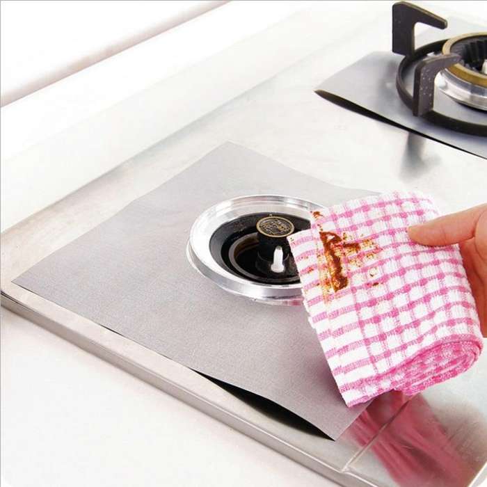 2 PCS Gas Furnace Surface Ultra-thin Fibre Material Stovetop Protective Cleaning Pad, Size: 27*27...