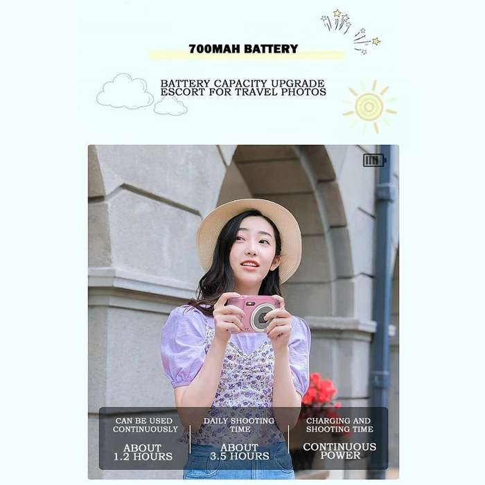 2.4-inch TFT Color Screen HD Digital Camera Portable Travel 8X Zoom Smart Camera(Silver Standard)