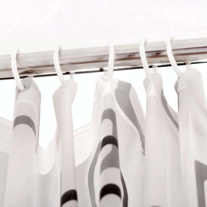 Bathroom Thick Waterproof Shower Curtain, Size:220X180cm, Style:with Copper Buckle