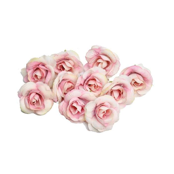 10 Sets 4cm Artificial Flower Silk Rose Flower Head for Wedding Party Home Decoration(Dark pink)