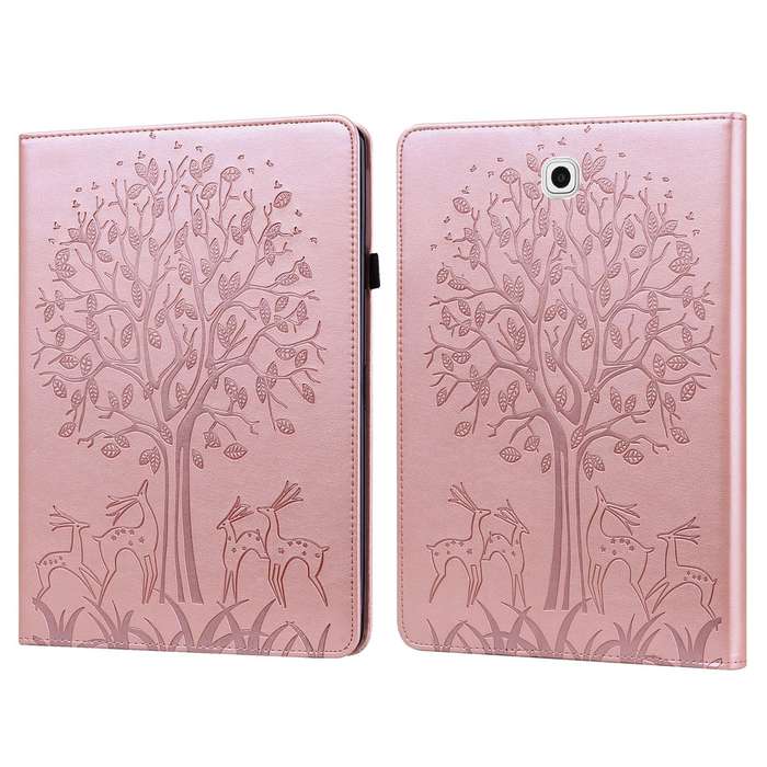 For Samsung Galaxy Tab S2 9.7 Tree & Deer Pattern Pressed Printing Horizontal Flip PU Leather Cas...