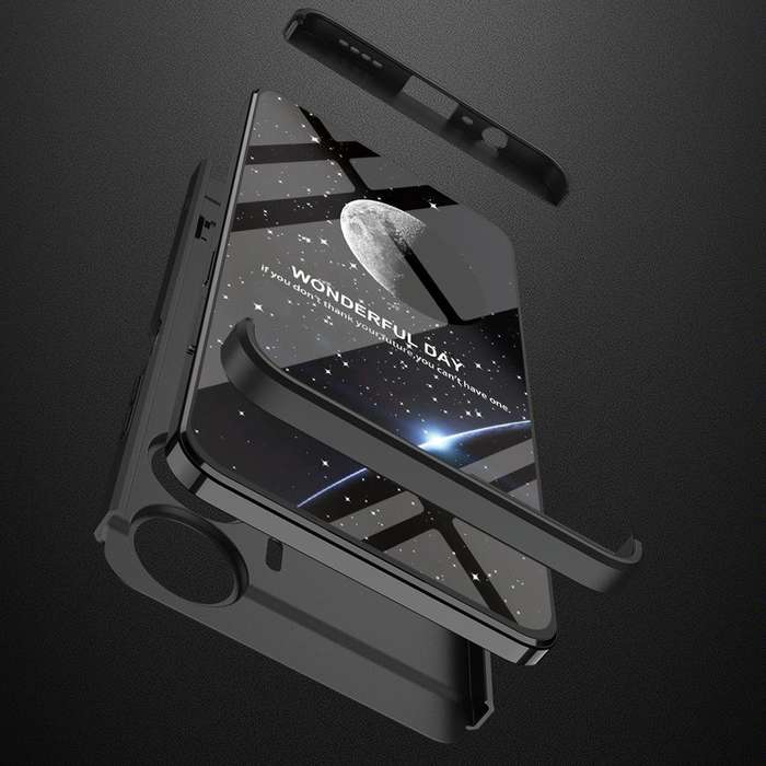 For Realme C55 GKK Three Stage Splicing Full Coverage PC Phone Case with Stand(Black)