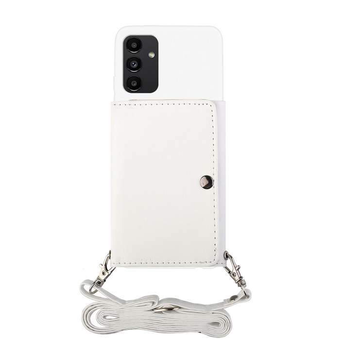 For Samsung Galaxy A34 5G Crossbody Lanyard Wallet Card Bag Phone Case(White)