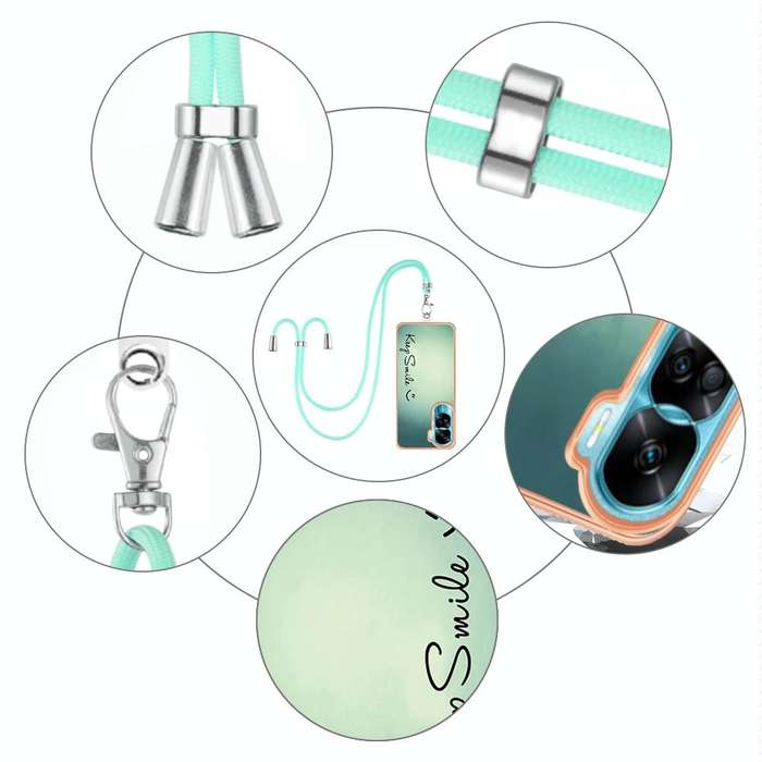 For Honor 90 Lite 5G Electroplating Dual-side IMD Phone Case with Lanyard(Smile)