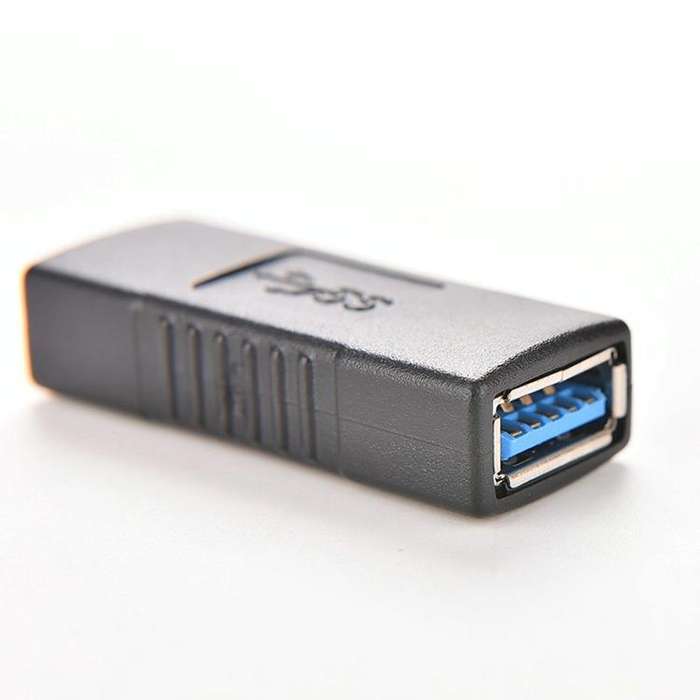 USB 3.0 Type A Female to Type A Female Connector AF Adapter Converter Extender for Laptop (Black)
