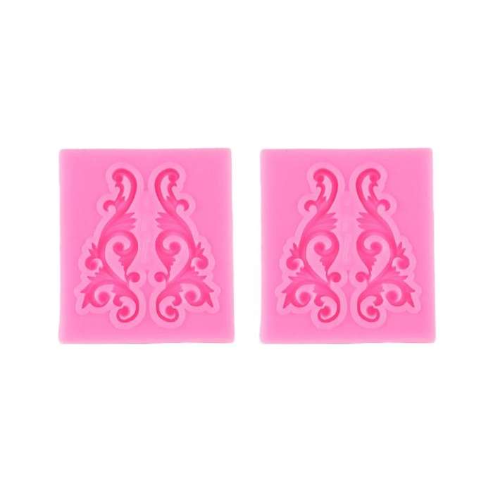2 PCS Fondant Cake Silicone Mold Hollow Embossed Border Frame Retro Photo Frame Mould(10th 17-116)