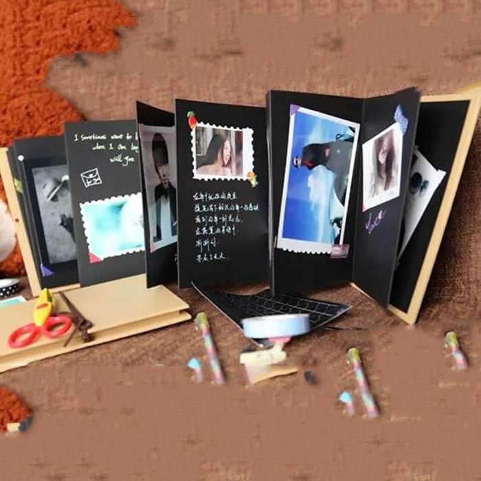 Movie Board Paste Accordion Folding Creative DIY Manual Album Book(Cow Card)