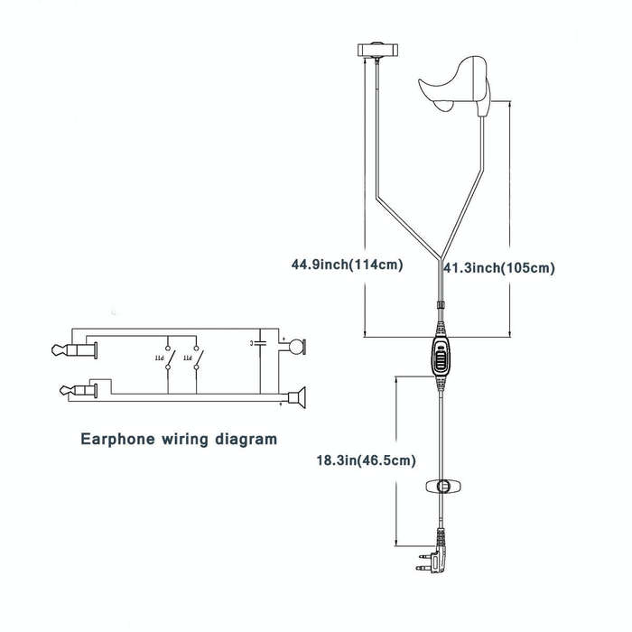 RETEVIS R-161 2 Pin Finger PTT Vibration Conduction Ear Bone Earphone Microphone for H-777/RT7/RT...