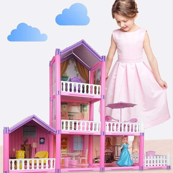 DSJ55 162pcs/set Children Passing Domestic Toy Doll House Princess Castle Set Simulation Disguise...
