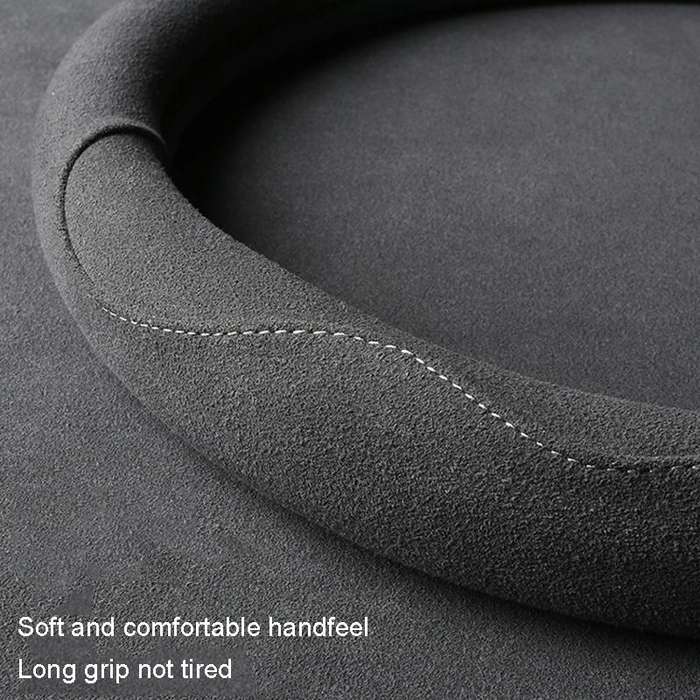 Turned Fur D Type Steering Wheel Cover, Size: 38cm(Black Gray)