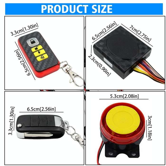 Motorcycle Smart Unidirectional Security Alarm System with Remote Control / Foldable Key, without...