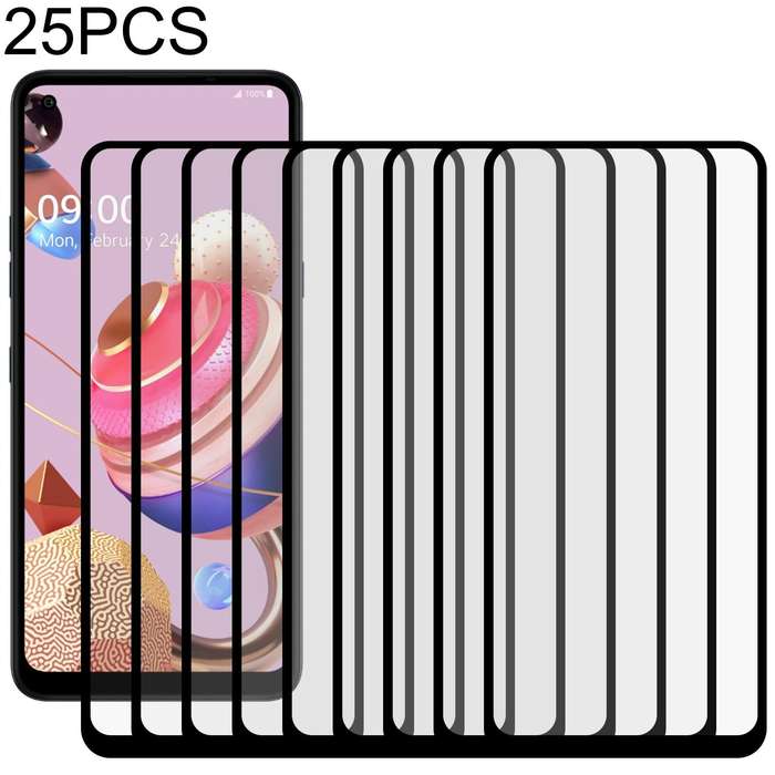 For LG K51S 25 PCS Full Glue Full Screen Tempered Glass Film