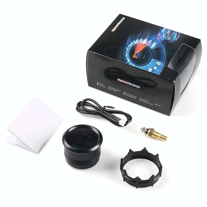 Car Modified 12V Universal 52mm Blue Light Digital Display Meter, Style:Water Temperature Gauge