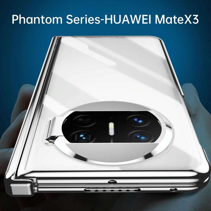For Huawei Mate X3 Integrated Electroplating PC Folding Phone Case with Hinge(Black)