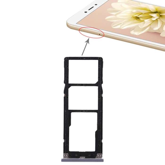 2 SIM Card Tray + Micro SD Card Tray for Xiaomi Redmi Note 5A(Grey)