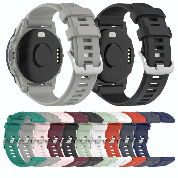 For Garmin Forerunner 745 22mm Silicone Sports Watch Band(Black)