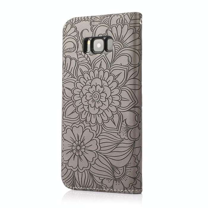 For Samsung Galaxy S8+ Skin Feel Embossed Sunflower Horizontal Flip Leather Case with Holder & Ca...