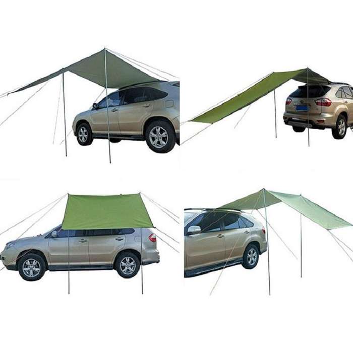 Outdoor Picnic Camping Tent On The Side Of The Car Rain-proof Sunshade Canopy 200x440cm(Blue)