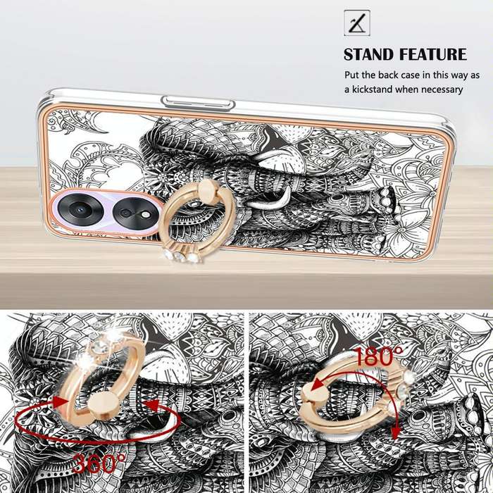 For OPPO A78 / A58 Electroplating Dual-side IMD Phone Case with Ring Holder(Totem Elephant)