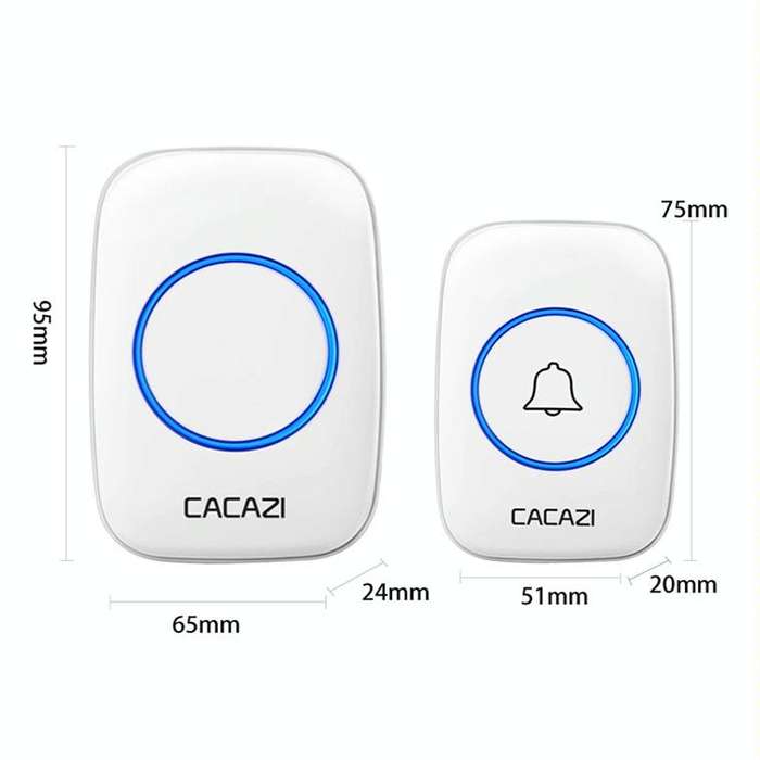 CACAZI A10DC 1 To 2 Battery Type Home Smart Waterproof Electronic Wireless Doorbell(White)